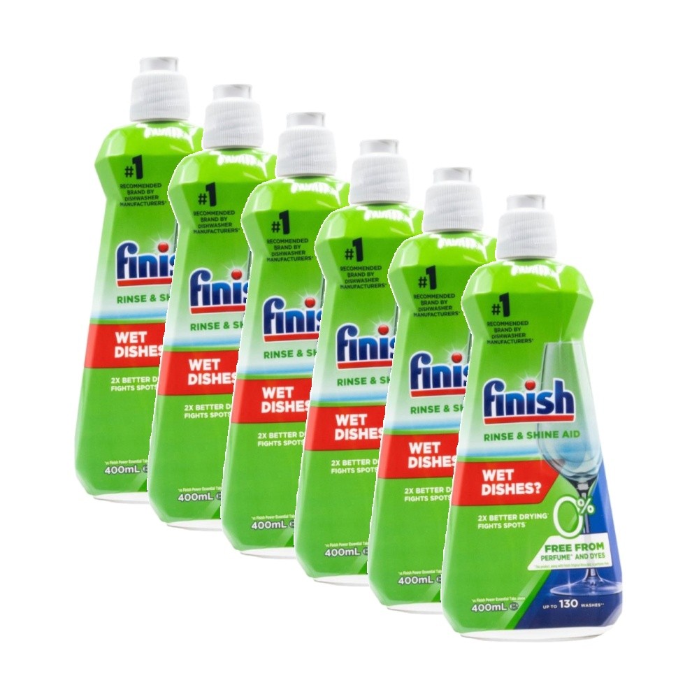 FINISH 6PK 0 Dishwasher Rinse Shine Aid Liquid Unscented 400ml CHW-3295750_6PK