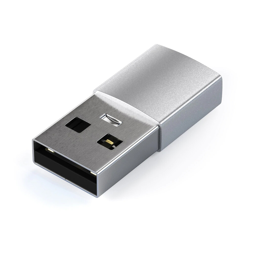 SATECHI Aluminium Slim USB-A to USB-C Portable Adapter for MacBook/Laptop Silver