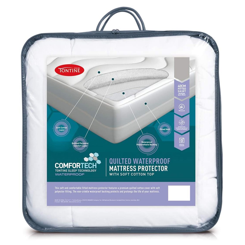 TONTINE 92x188cm Comfortech Quilted Waterproof Mattress Protector Single Bed n/a