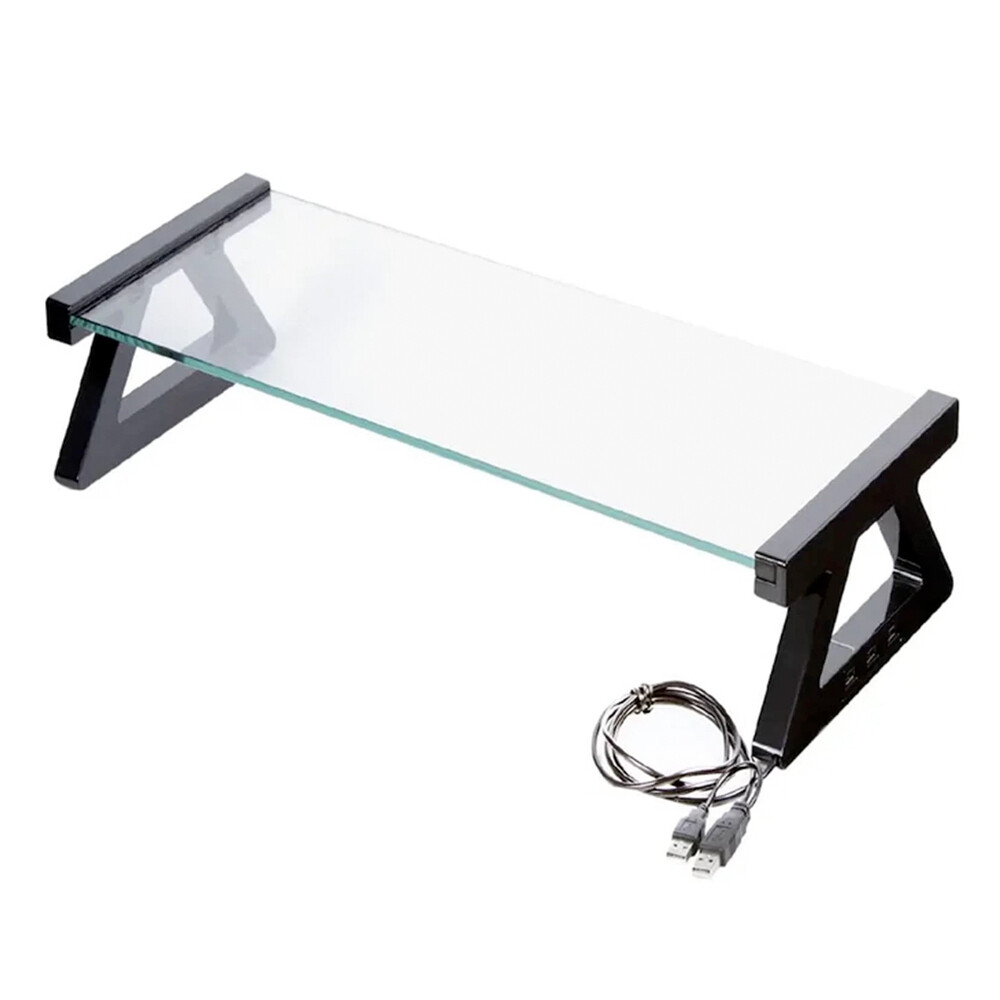 KENSINGTON Glass Monitor Stand Screen Riser Organiser w/2.0 USB Hub K55320AU N/A