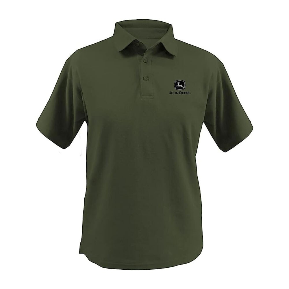 JOHN DEERE Mens Polo Shirt Short Sleeve w/ Embroidered Logo-Olive N/A Easy Care