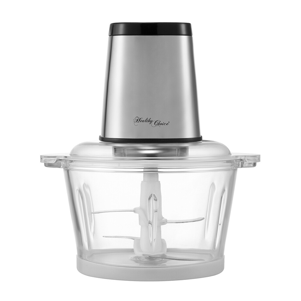 HEALTHY CHOICE Large Powerful Food Chopper Electric SS w/ 2L Glass Bowl 300W 2