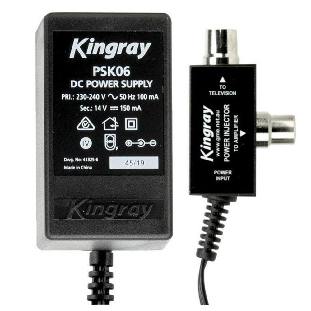 KINGRAY 14V DC 150MA Power Supply PAL TYPE for UHF/VHF Antenna Filter PSK06