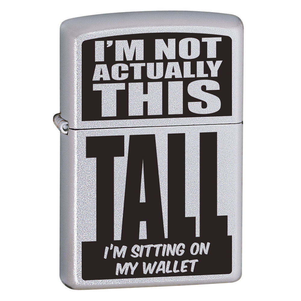 ZIPPO Iapos Actually this Tall Genuine Satin Chrome Cigar Cigarette Lighter