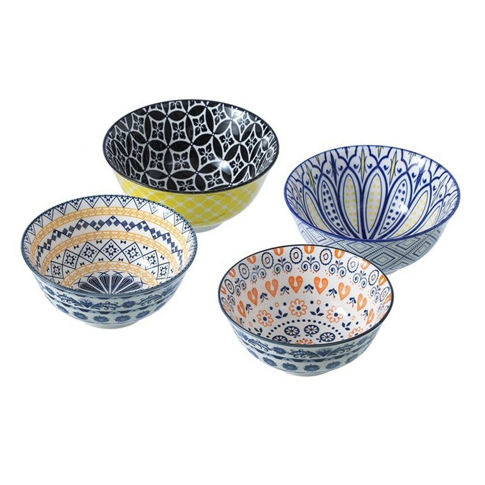 LEMON AND LIME 4x Moroccan Deco 15.5cm Ceramic Serving Food/Soup Bowl Round Safe