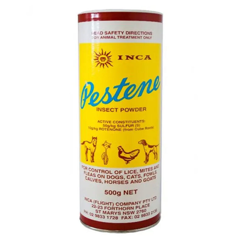 INCA Pestene 500g Insect Powder Control Lice/Mites/Fleas Dogs/Cats/Fowls/Horses