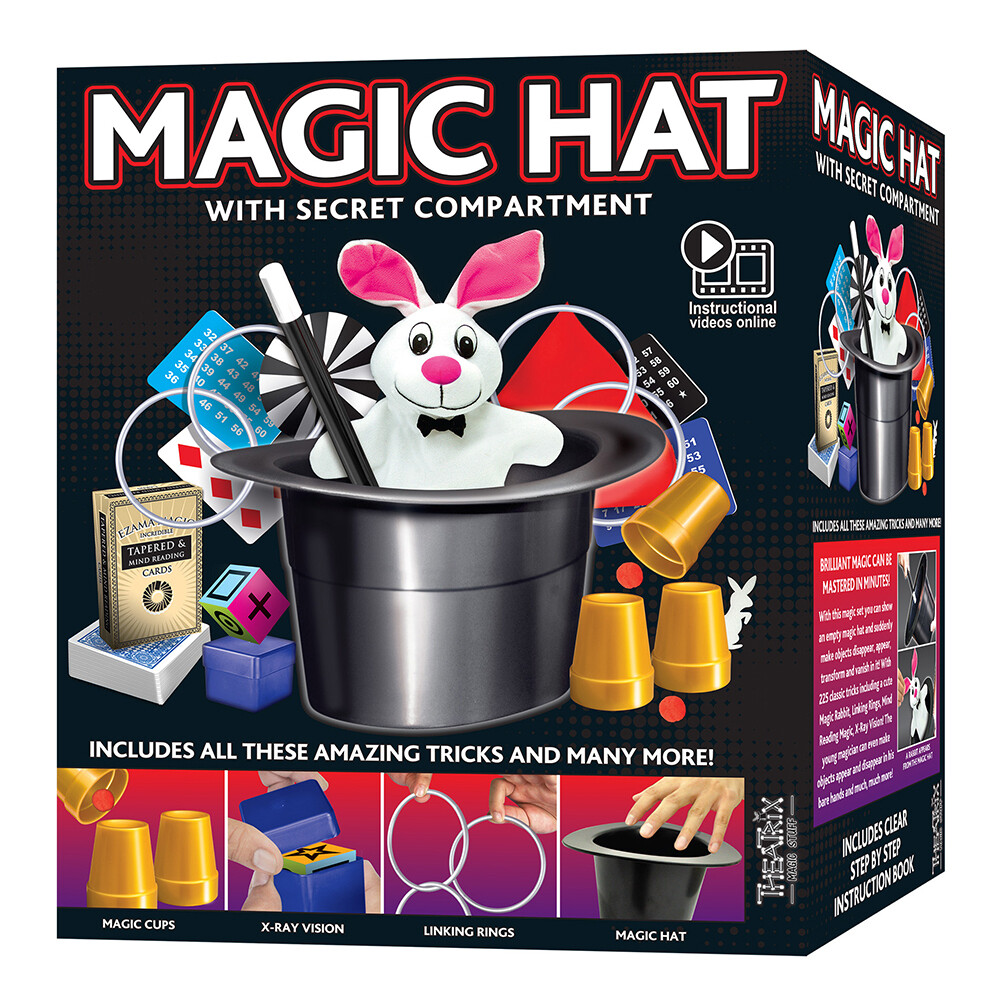 EZAMA MAGIC Hat w/ Secret Compartment 225 Tricks Magician Show Set Kids 7y