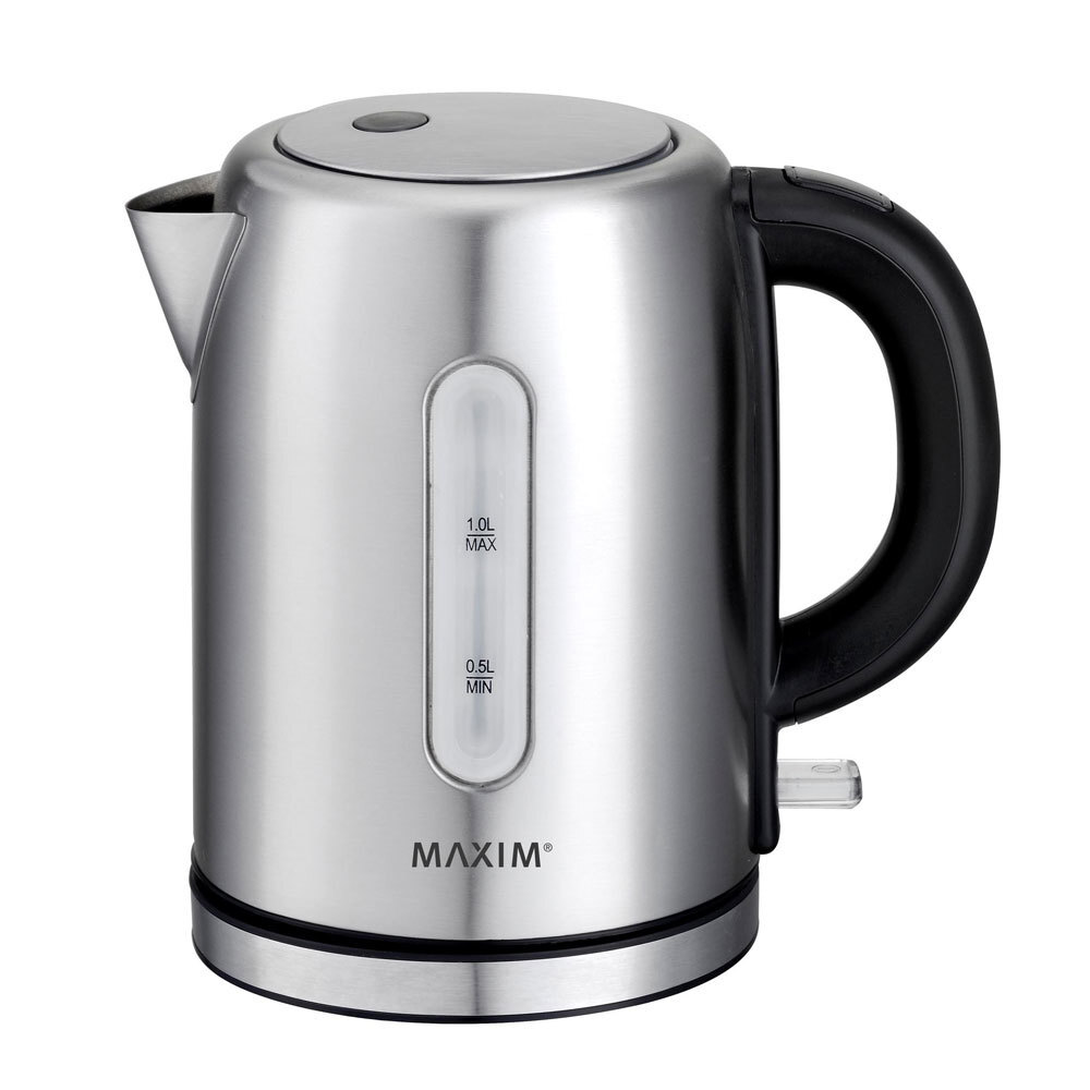 MAXIM 1L Small Stainless Steel 2200W Electric Cordless Kettle Jug Water Boiler 1