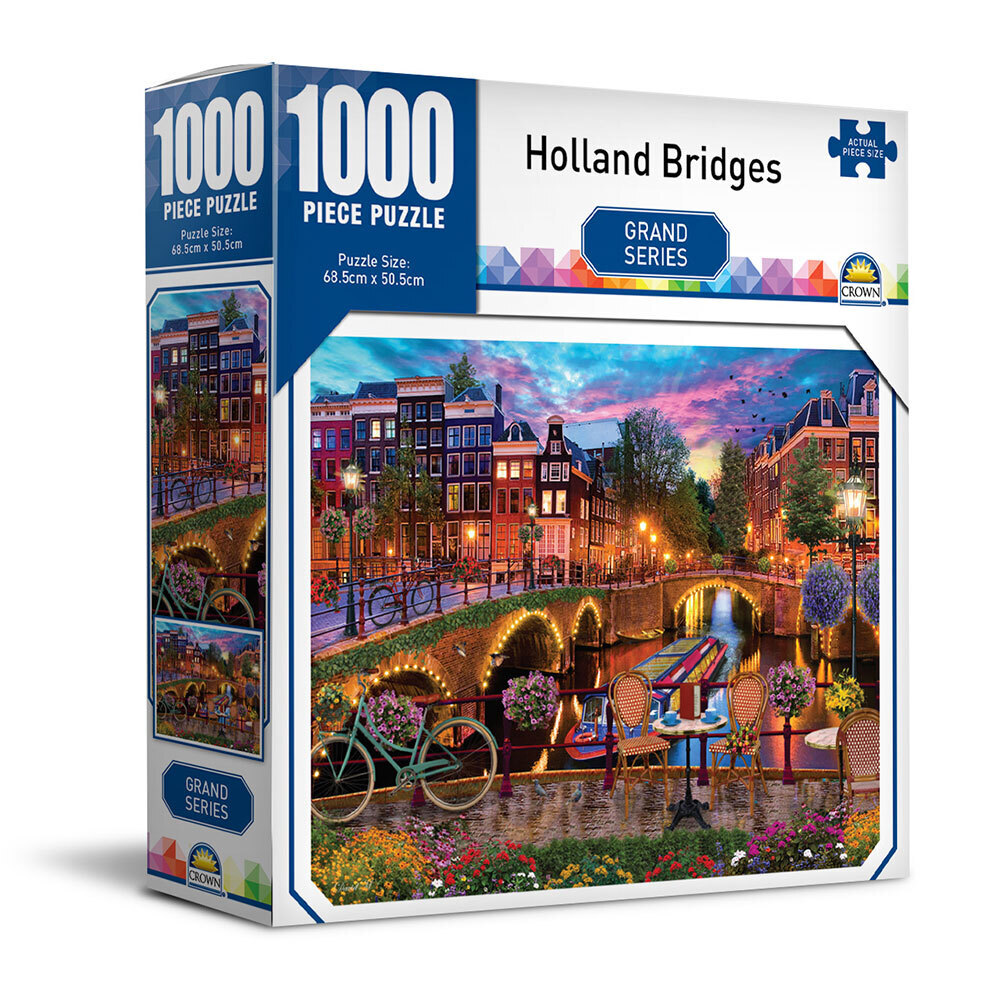 CROWN 1000pc Grand Series Holland Bridges 68.5cm Jigsaw Puzzle Toys 8y Kids