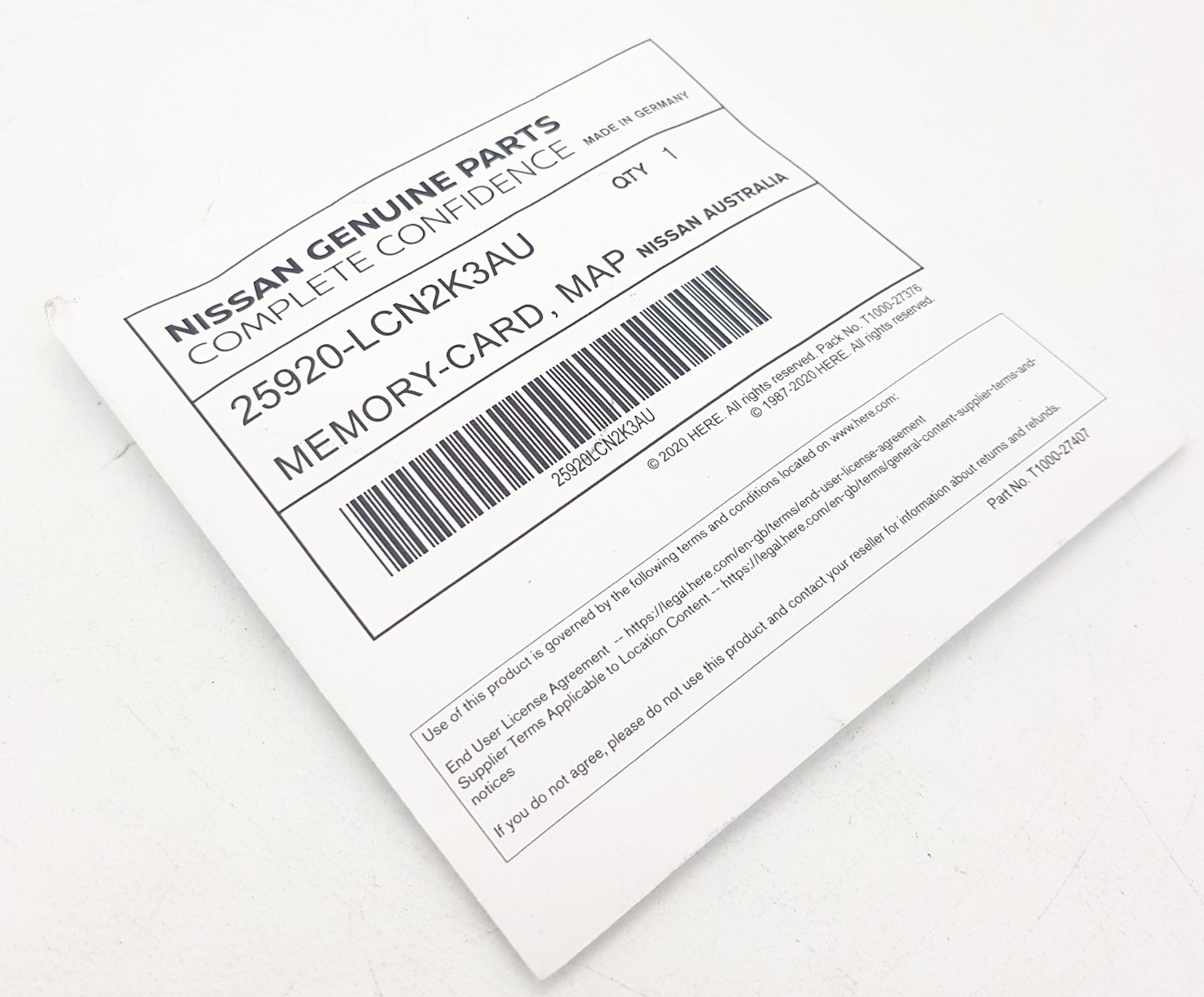 Nissan Memory Card Map 25920-LCN2K3AU for Genuine 25920LCN2K3AU Other Vehicle