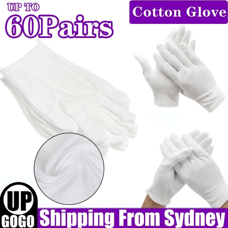 UPTO 60Pairs White Cotton Gloves Costume Jewellery Hands Protector Handling Work