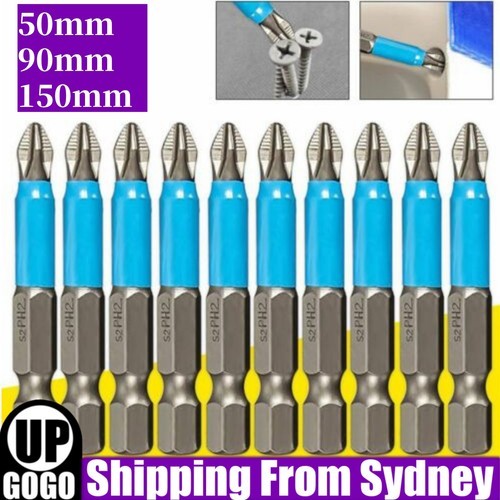 10PCS Magnetic Phillips Head impact Driver Bit PH2 Screw 150/ 90/50mm AUS HIGH /