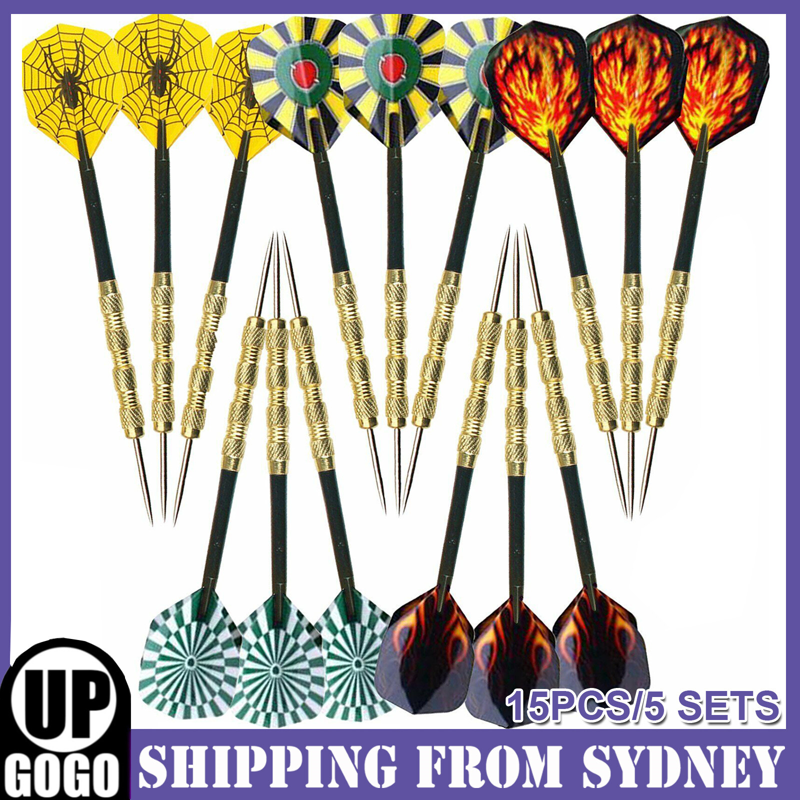 15 pcs 5 sets of Steel Tip Darts Needle Slim Barrel With Nice Flights