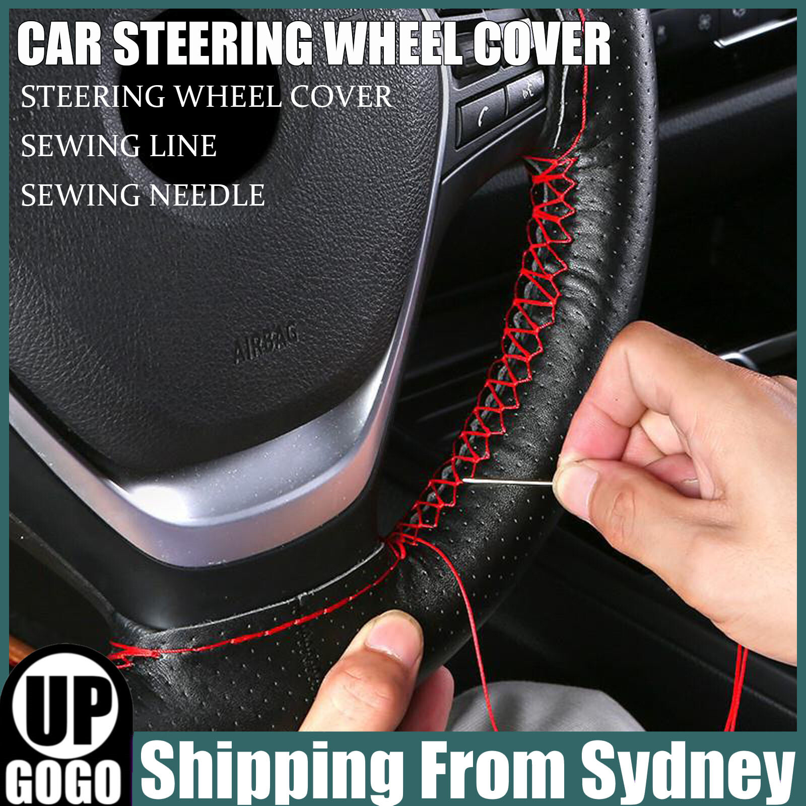 Leather DIY Car Steering Wheel Cover Breathable Anti-slip Universal 38cm AUS PU