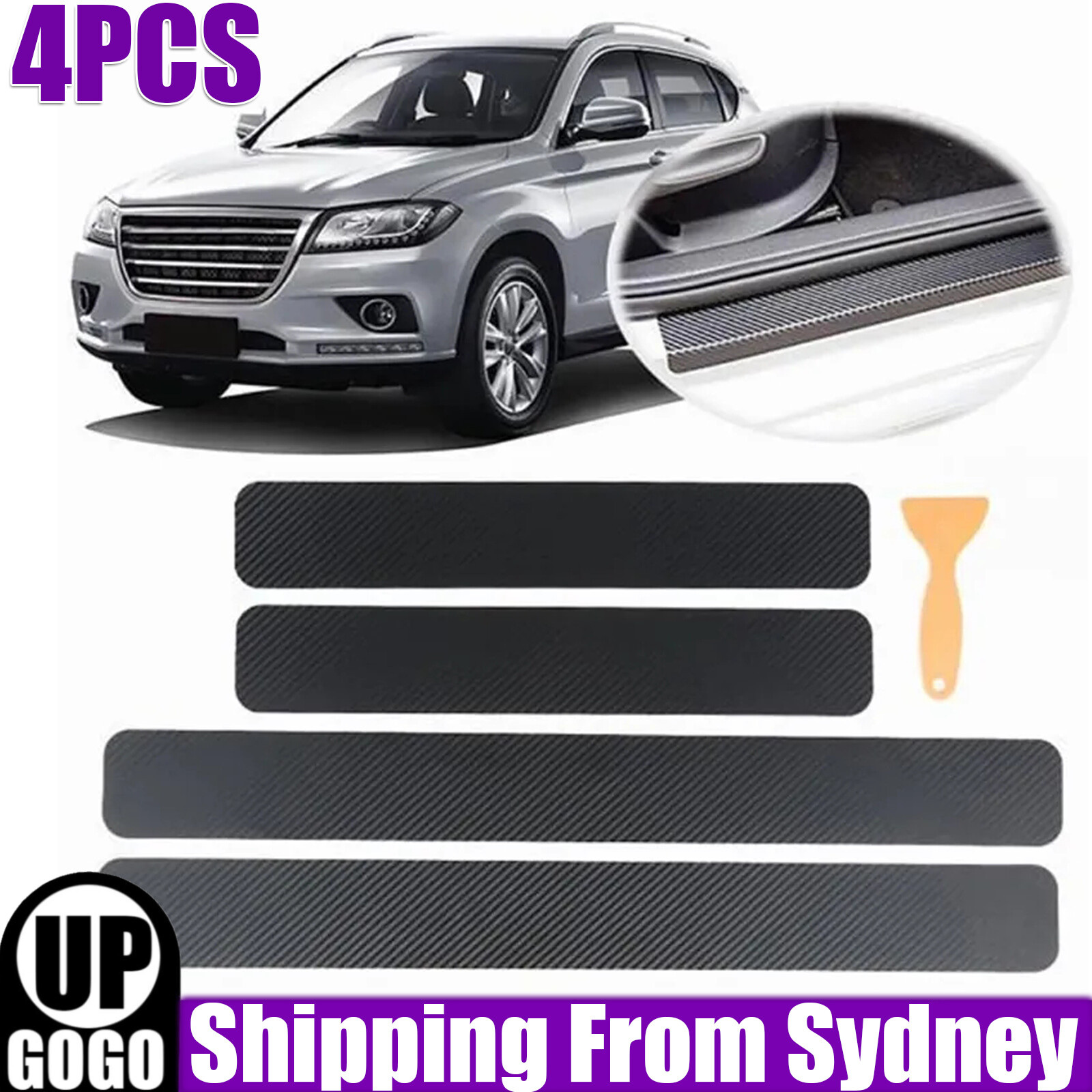 Car Door Sill Protector Edge Sticker Carbon Fiber Rubber DIY Bumper Guard Strip