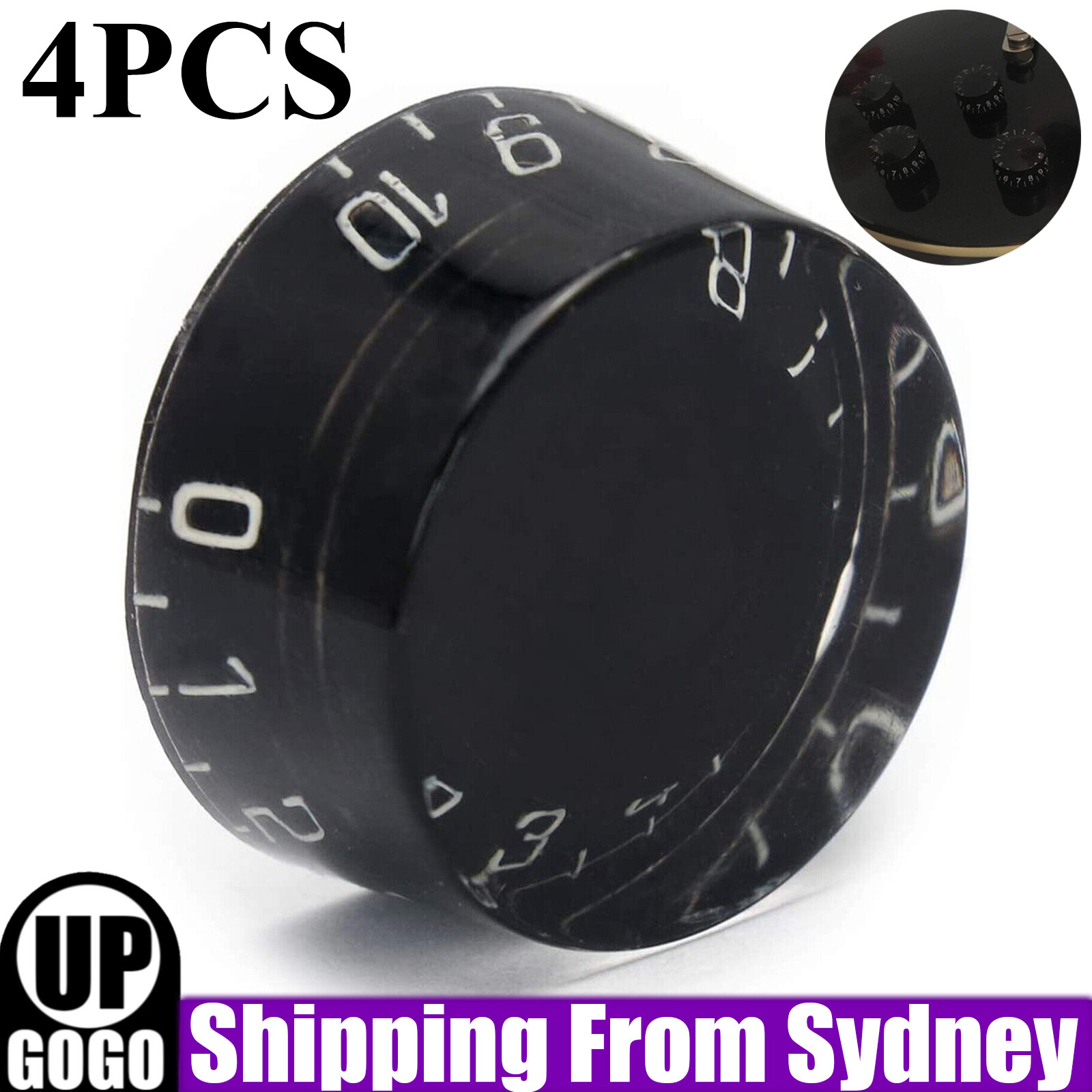 Black Electric Guitar Control Speed Tone Volume Knobs 4PCS AU Jacks Switches