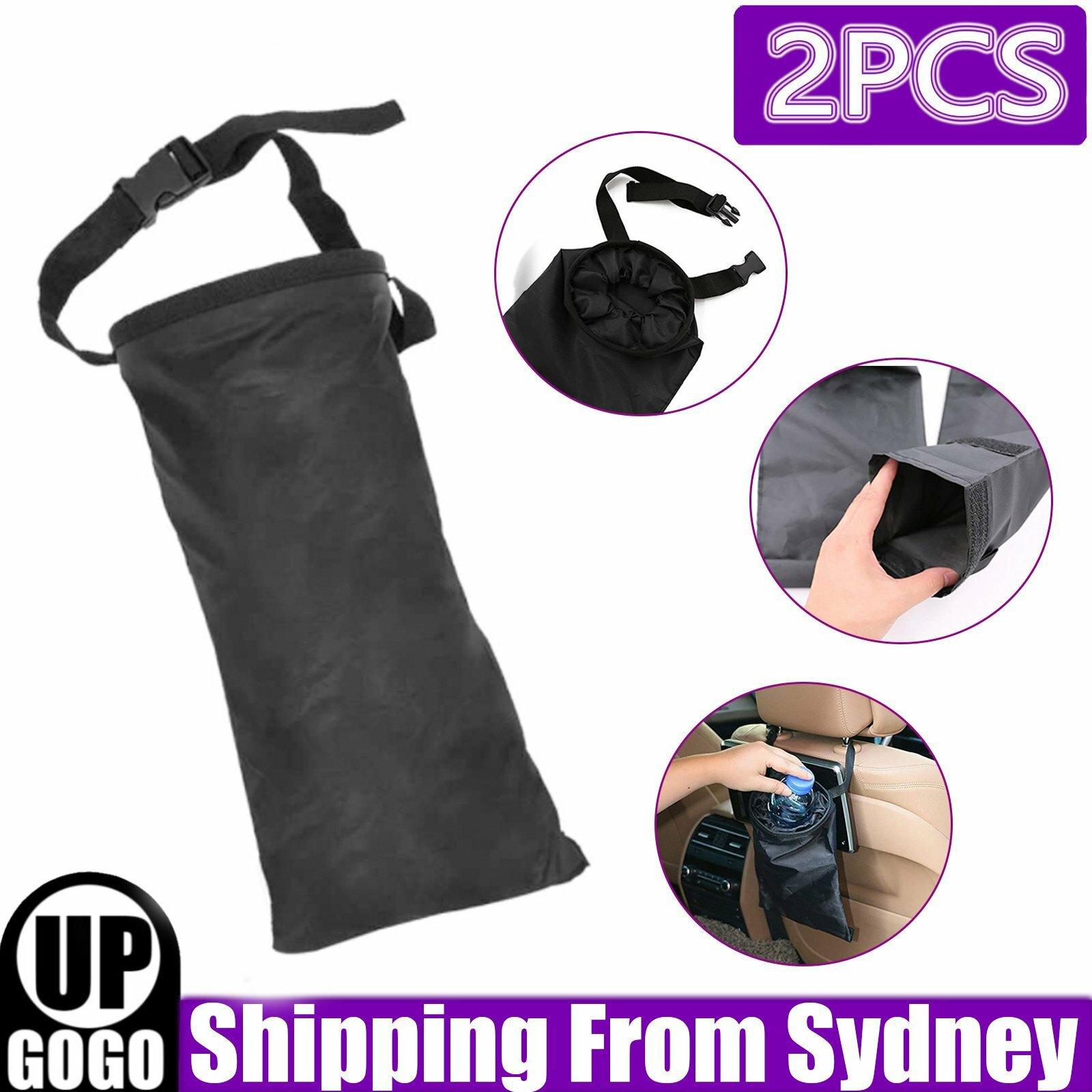 2X Car Travel Trash Can Bin Rubbish Garbage Hang Storage Bag Hanger Back Seat AU