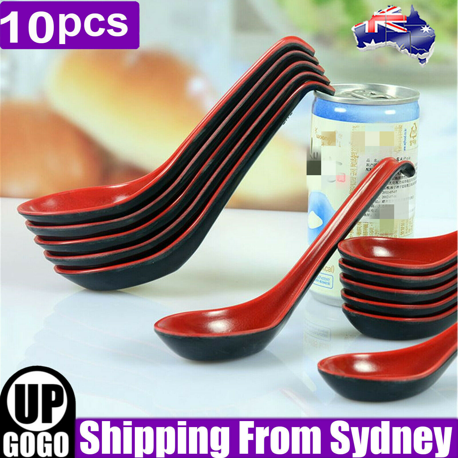 10Pcs Soup Ramen Spoons Asian Chinese Japanese Utensils Long HandleHook Flatware