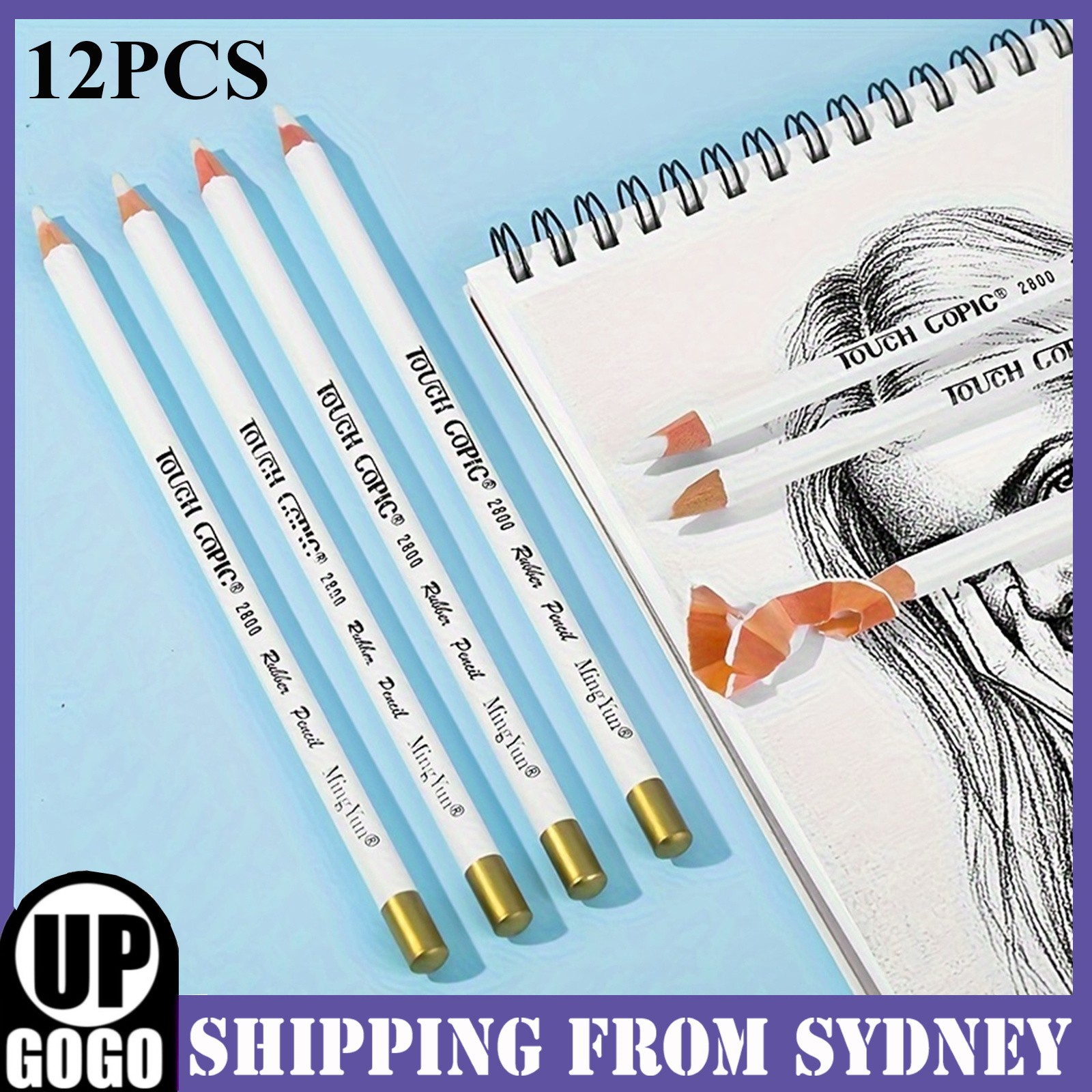 Kvadouly 12x Professional Detail Eraser Pencils for Artists Wooden Sketch Pens
