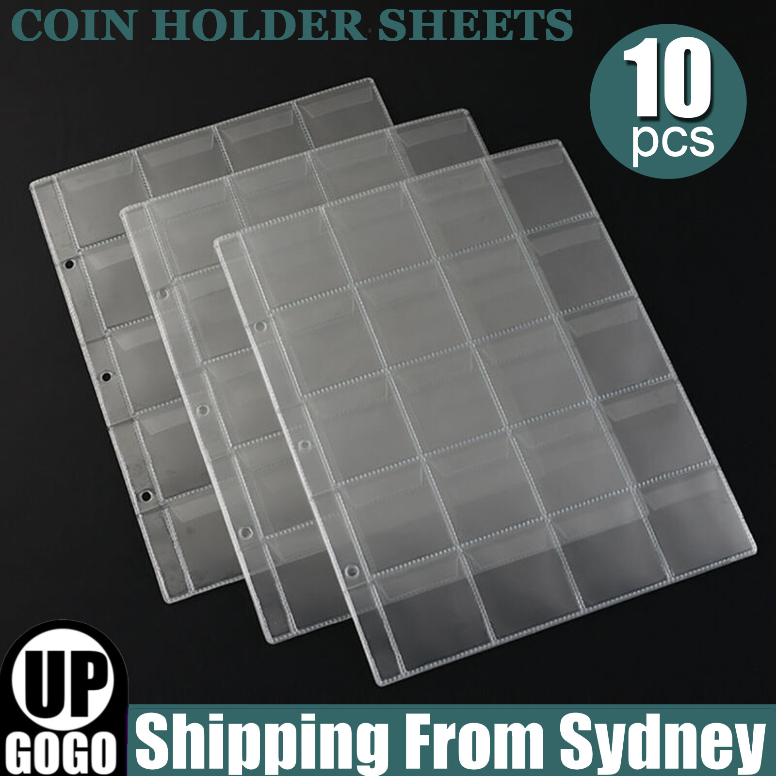 10 Sheets 20 Pockets Coin Holders Folder Pages Collection Album Storage Sleeve