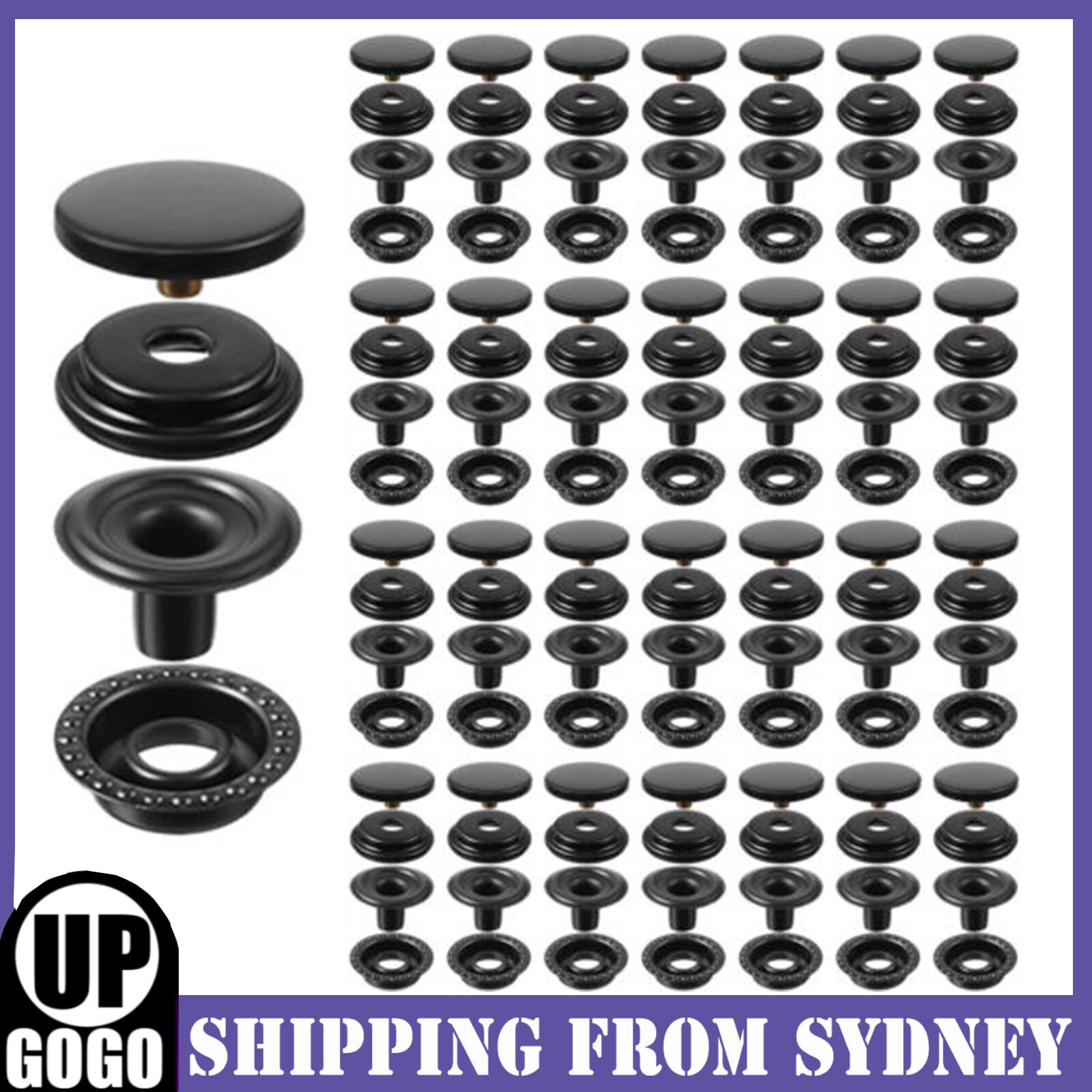 25 Sets Stainless Steel Snap Fastener Press Studs Button Boat Canvas Marine AU