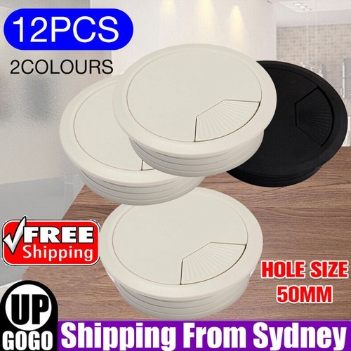 12PCS Computer Desk Table Grommet Cable Tidy Surface Port Wire Hole Cover 50MM