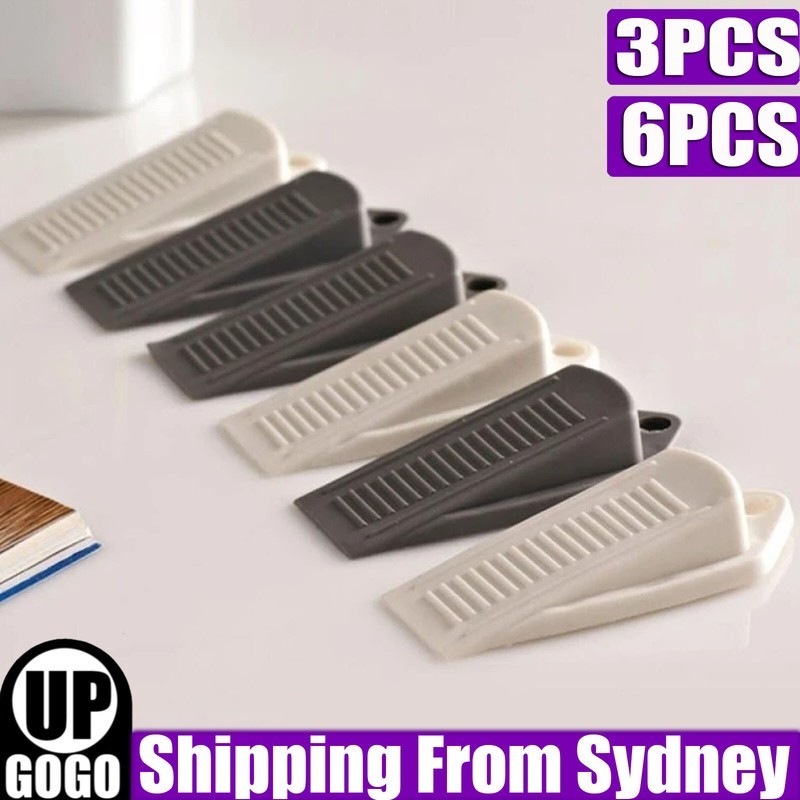 3/6PCS Rubber Door Wedge Stopper Heavy Duty Grip Security / Draft 3 White Silica