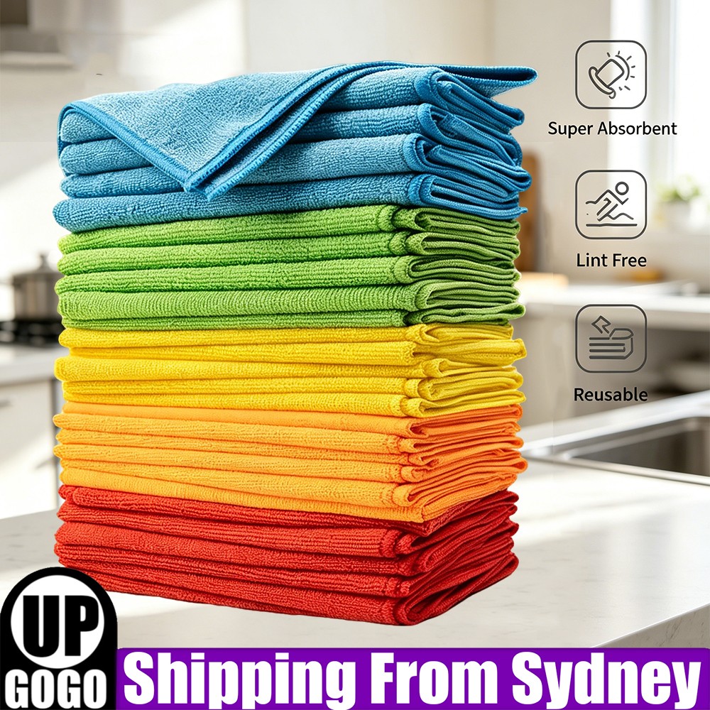 10PCS Microfibre Cleaning Cloth Microfiber Dish Car Gym Towel Glass Bulk AU 10