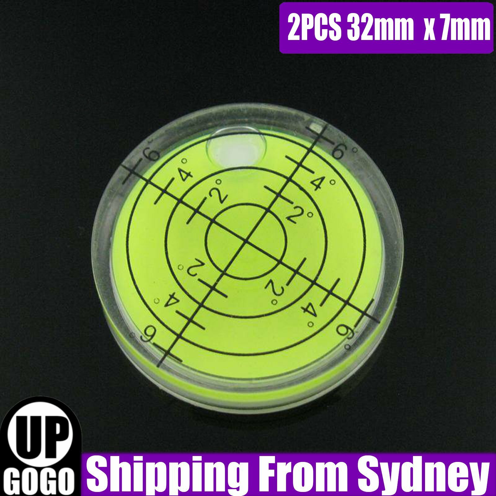 2x Green Bullseye Spirit Level Large Round Circular Bubble Vial 32x7mm Measuring