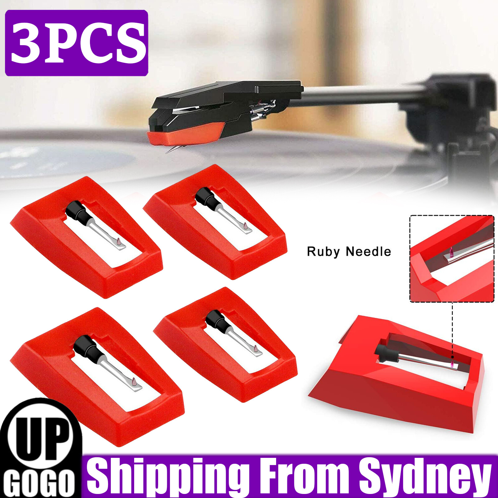 3Pc Replacement Stylus Record Player Needle Parts For Turntable Phonograph Audio