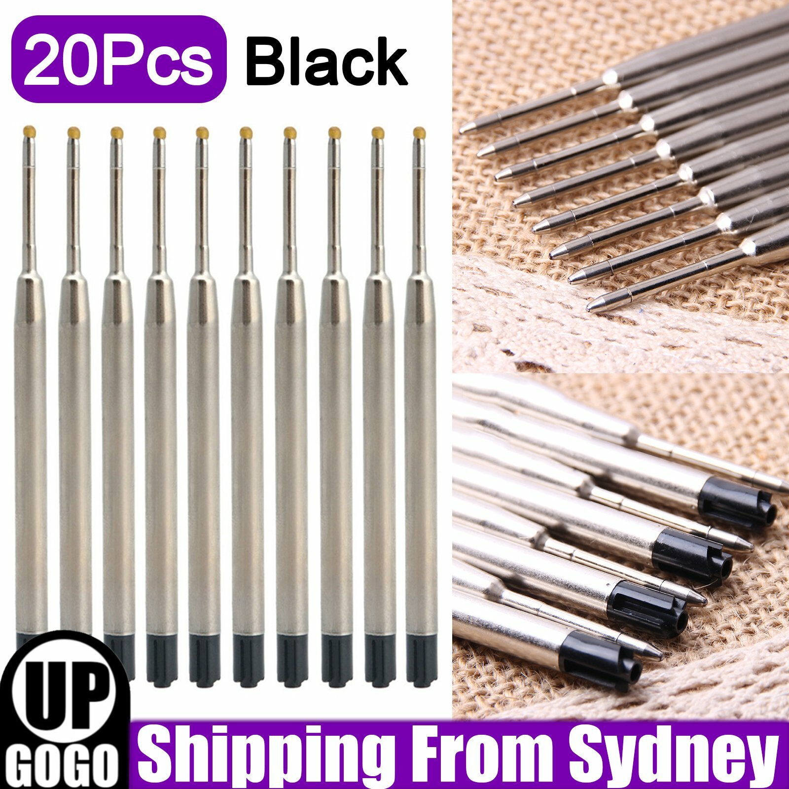 20Pcs Black Ink Refills Compatible With Parker Pen Ball Point For as shown Metal