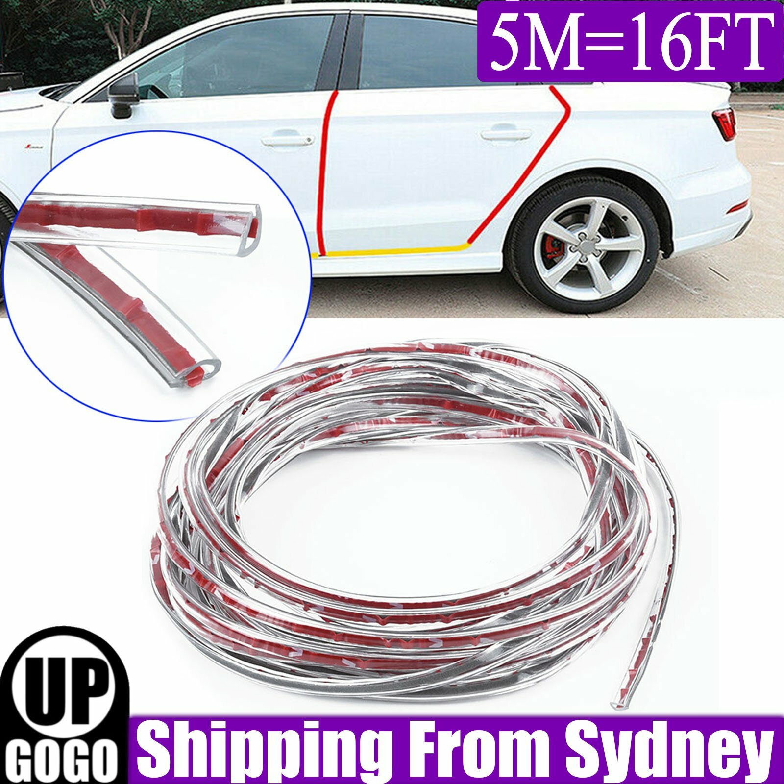 5M Car Door Edge Protector Strip Anti-Scratch Protection Trim Seal Rubber Clear