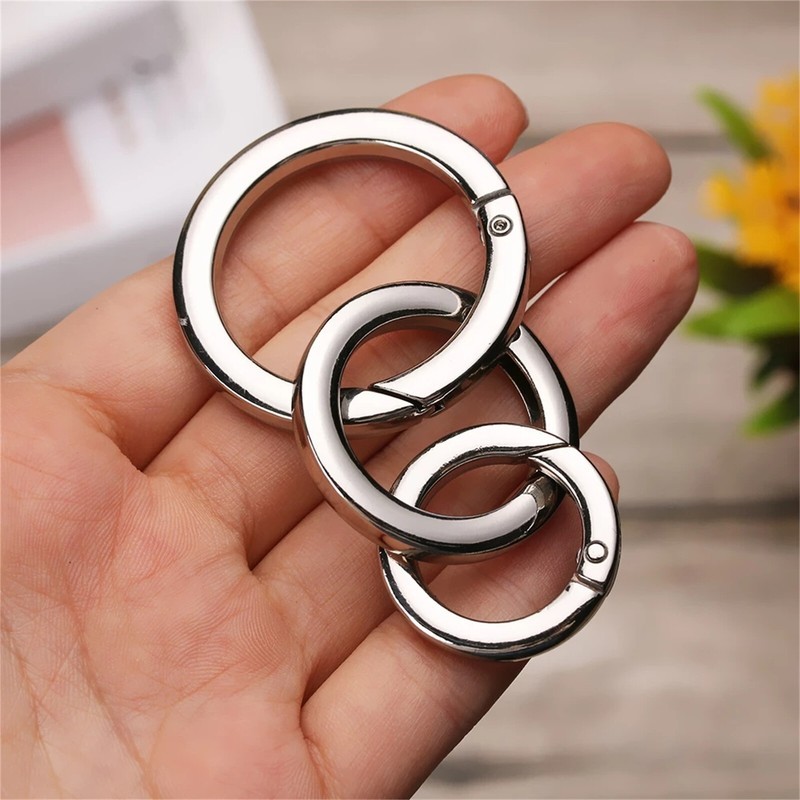 10Pcs Metal Spring O-Ring Buckles Clips Carabiner Bag Belt Push Gate Snap Hooks