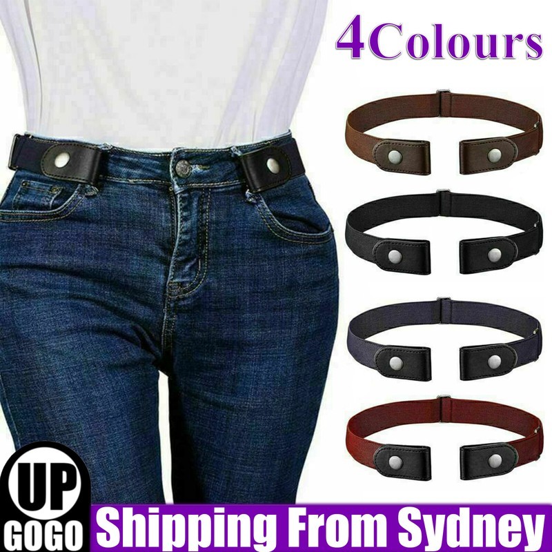 Buckle Free Stretch Elastic Belt Invisible Bulge Hassle For Jean Women Men AU as