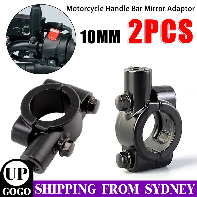 Universal Motorcycle Handle Bar Mirror Mount Holder Clamp Adaptor 7/8 Black 10mm