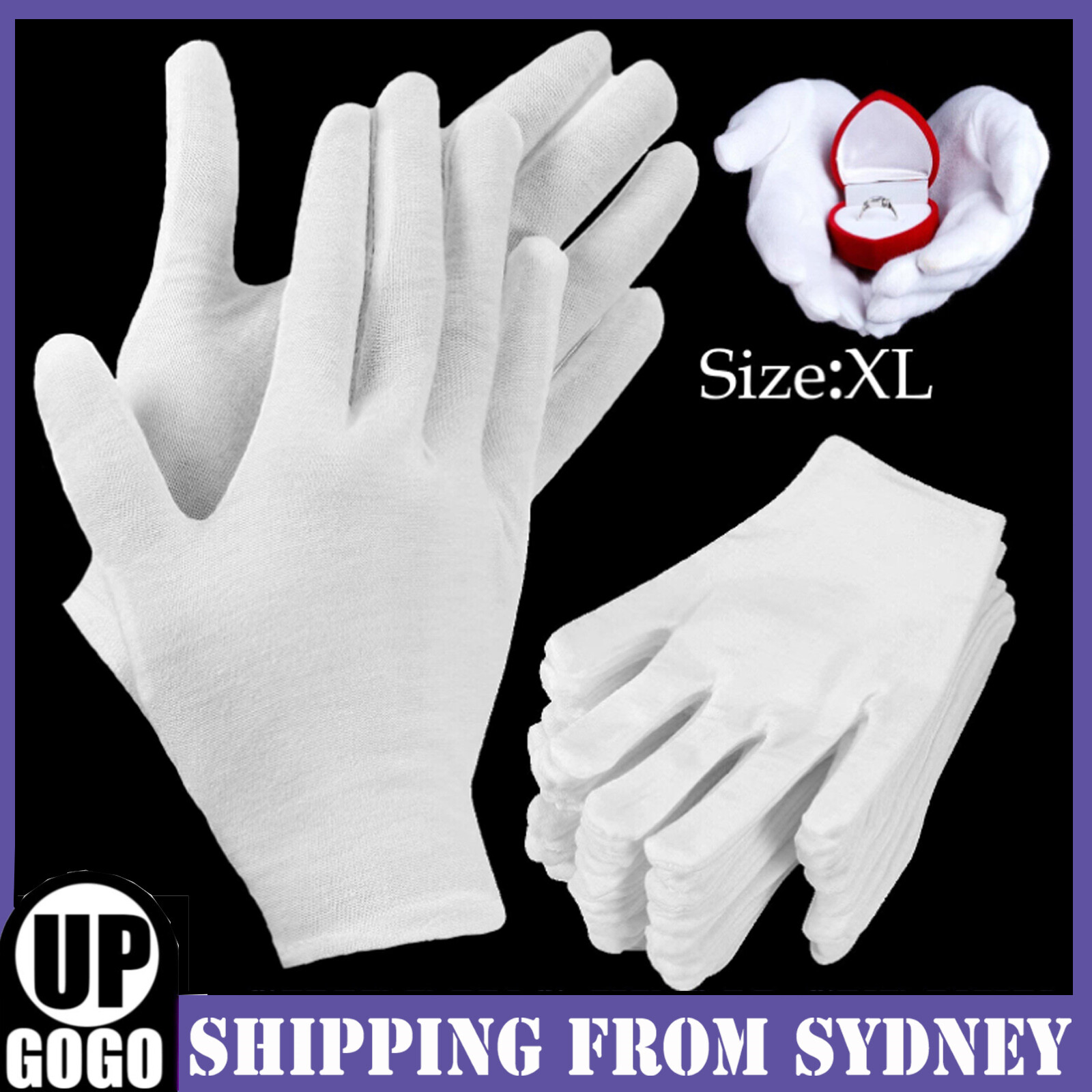 5Pairs XL White Cotton Gloves Costume Jewellery Hands Protector Handling Work AU