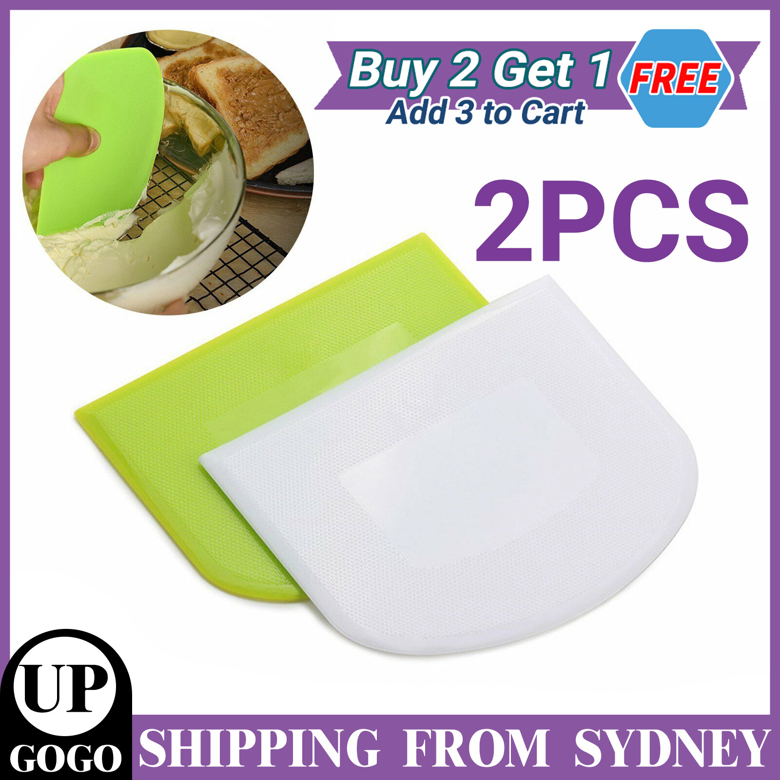 2Pcs Dough Scraper Cutter for Pizza Pastry Bread Cake Fondant Cutting AU plastic