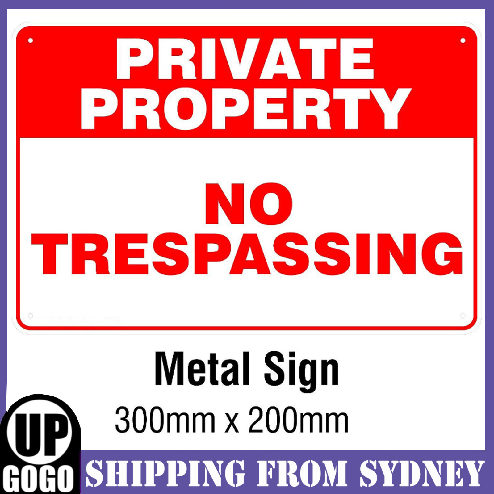 Private Property-No Trespassing METAL Safety Sign 200x300mm CCTV Security