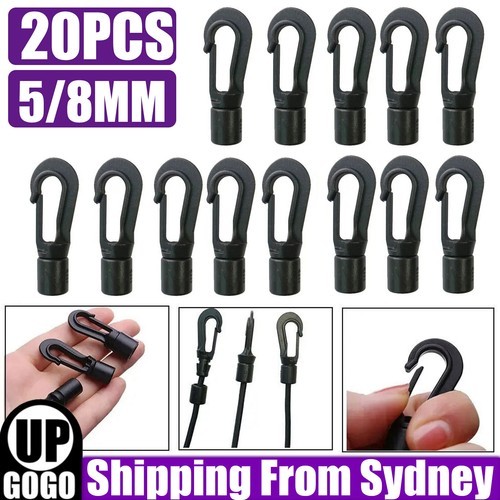 20PCS Plastic Kayak Bungee Shock Cord Open End Hooks for 8mm Rope Terminal 5mm