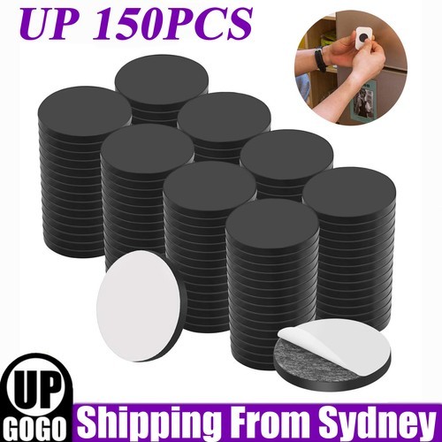 UP 150X Adhesive Magnets For Crafts Flexible Round With Backing 150pcs Black