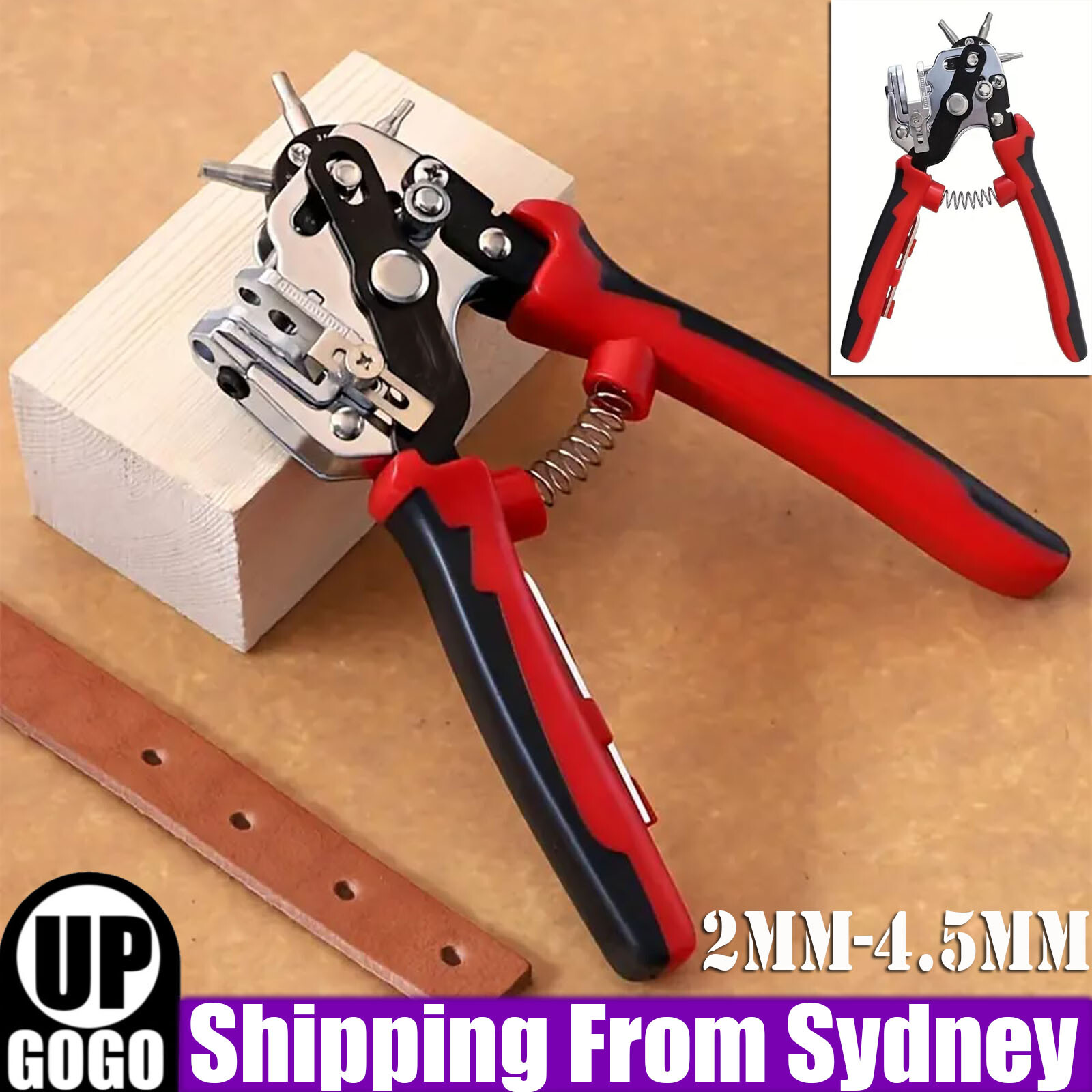 Professional Revolving Leather Belt Hole Punch Plier for Fabric Paper Tool 19CM