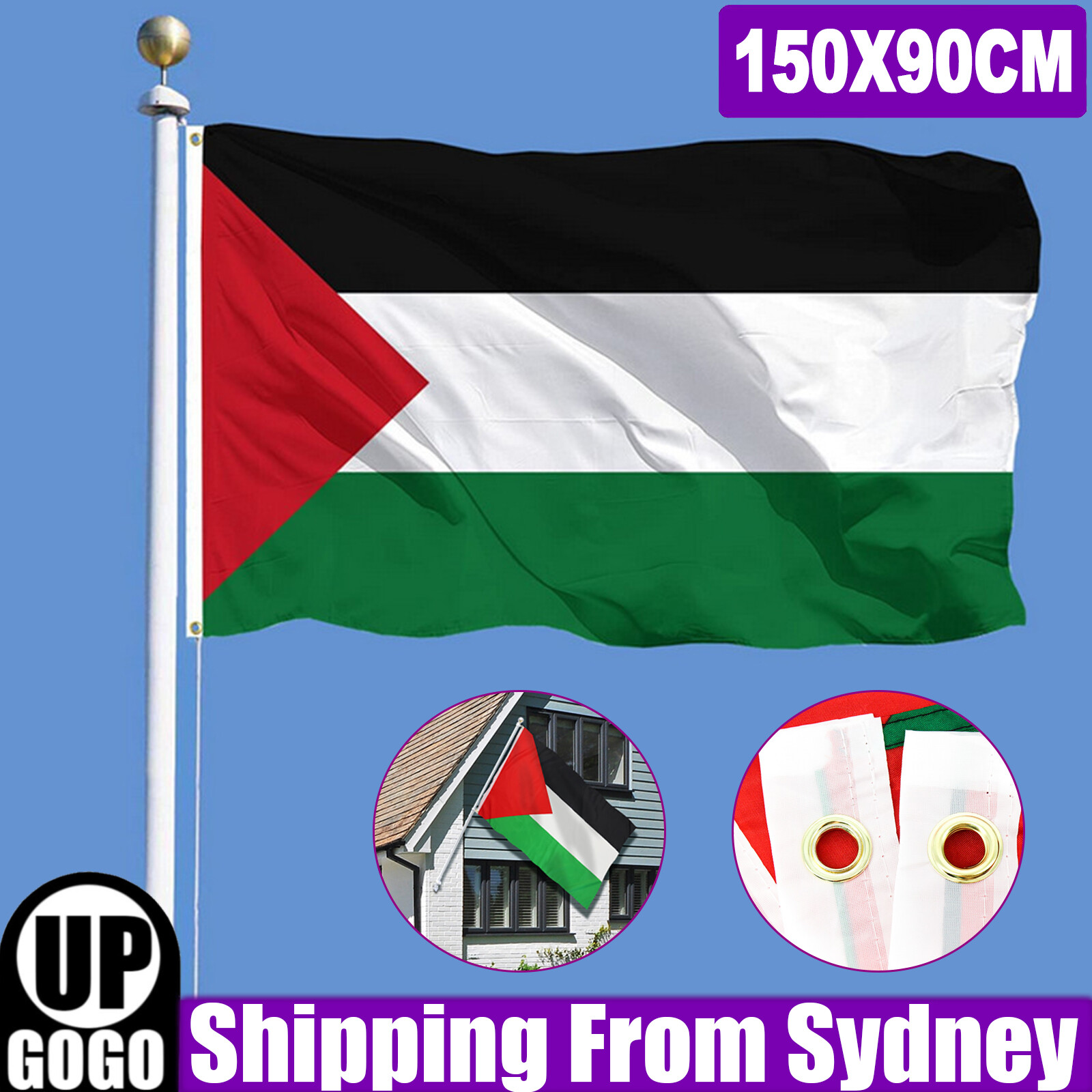 150 90cm Large Palestine Flag Polyester Palestinian National Decoration