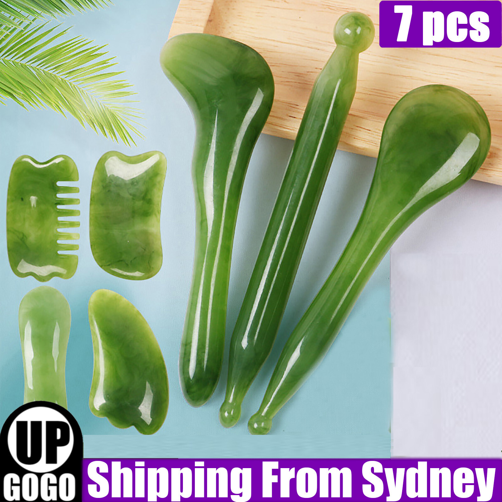 7Pcs Guasha Body Scraping Facial Face Thin Gua Sha Board Massager Tool Set AU