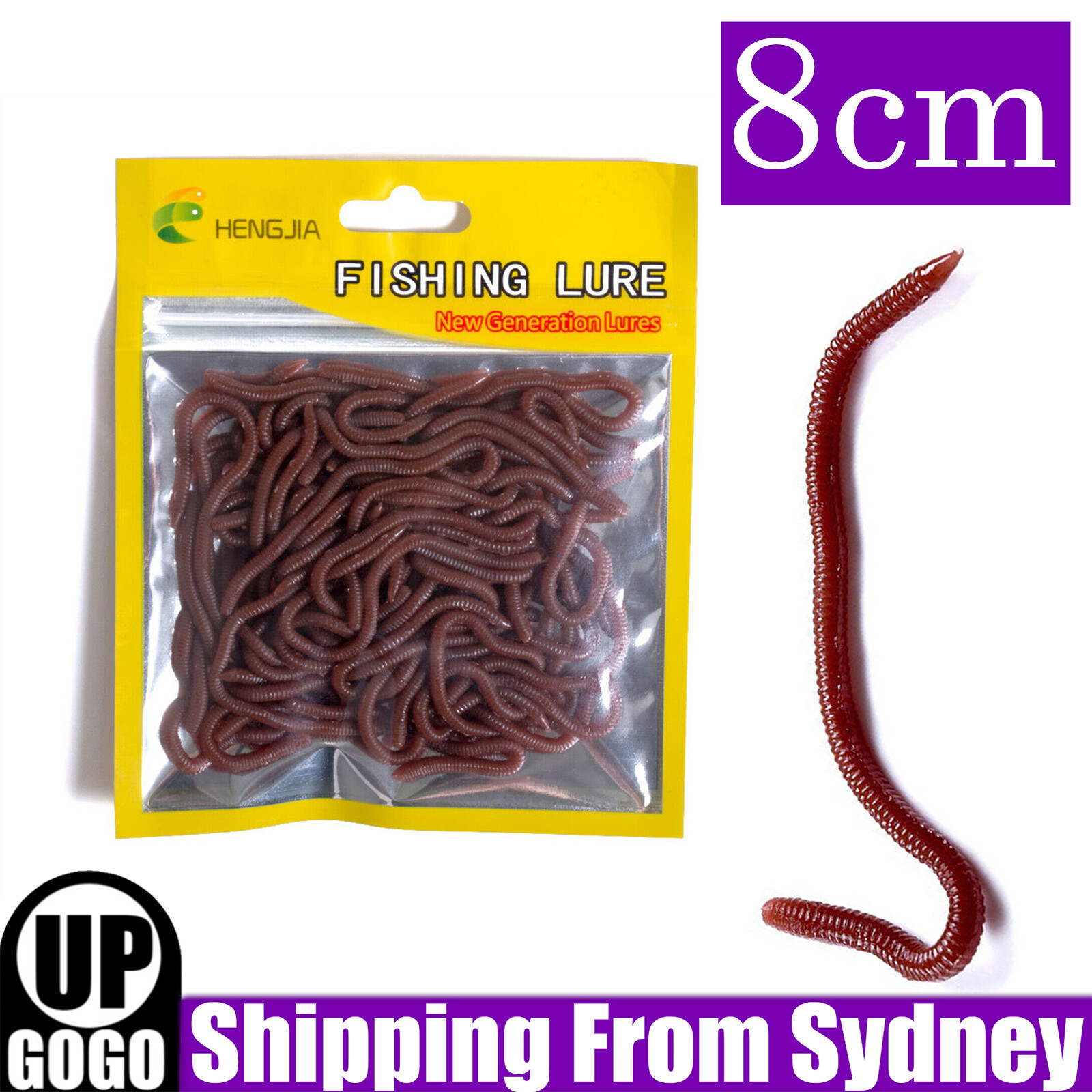 HENGJIA 50PCS/Pack 8cm Soft Earthworm Fishing Bait Red Worm Lures Grub Tackle 50