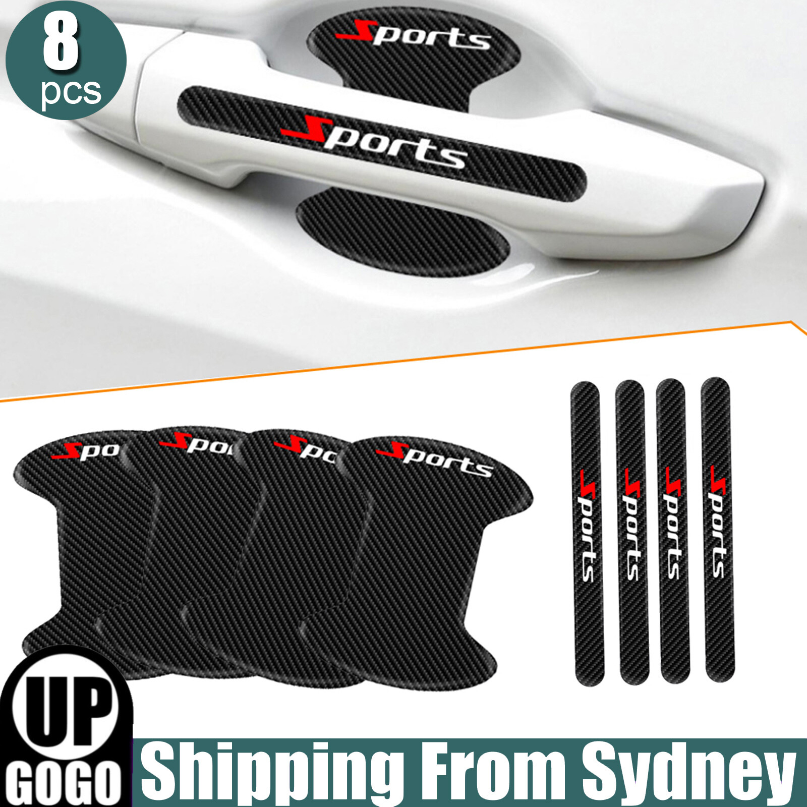 8pcs Car Door Handle Bowl Sticker Protector Anti Scratch Cover Accessories Black