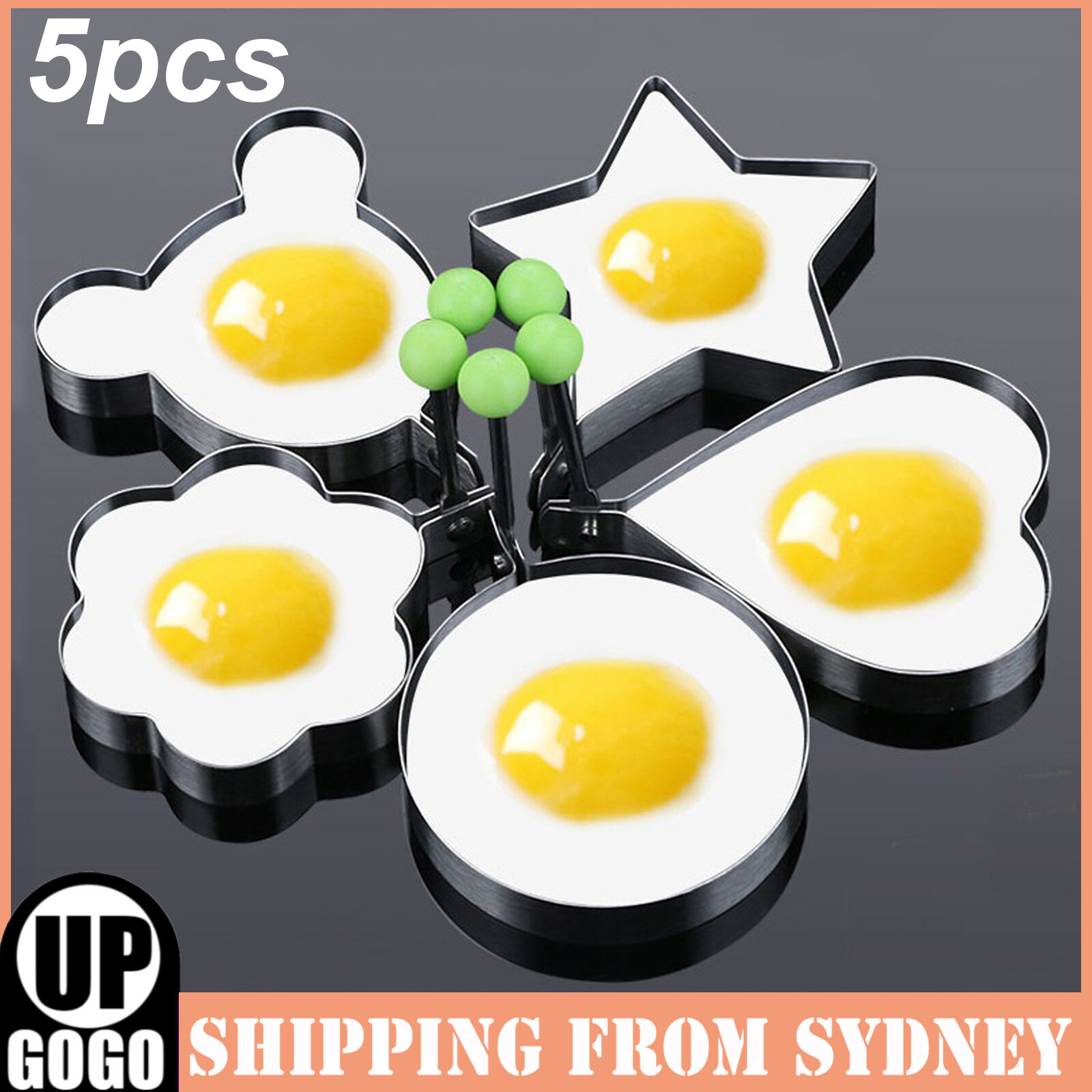5PCS Fried Egg Mould Rings Stainless Steel Metal Pancake Frying Shape Non-Stick