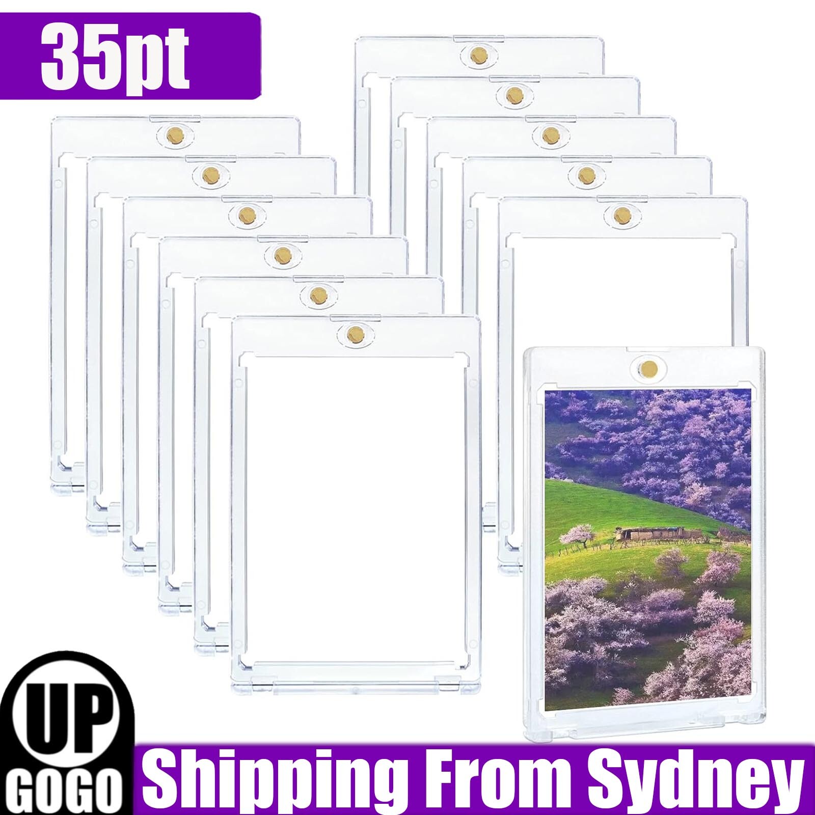 Magnetic Card Display Holder Protector 35pt Hard Trading Resealable Clear Glass