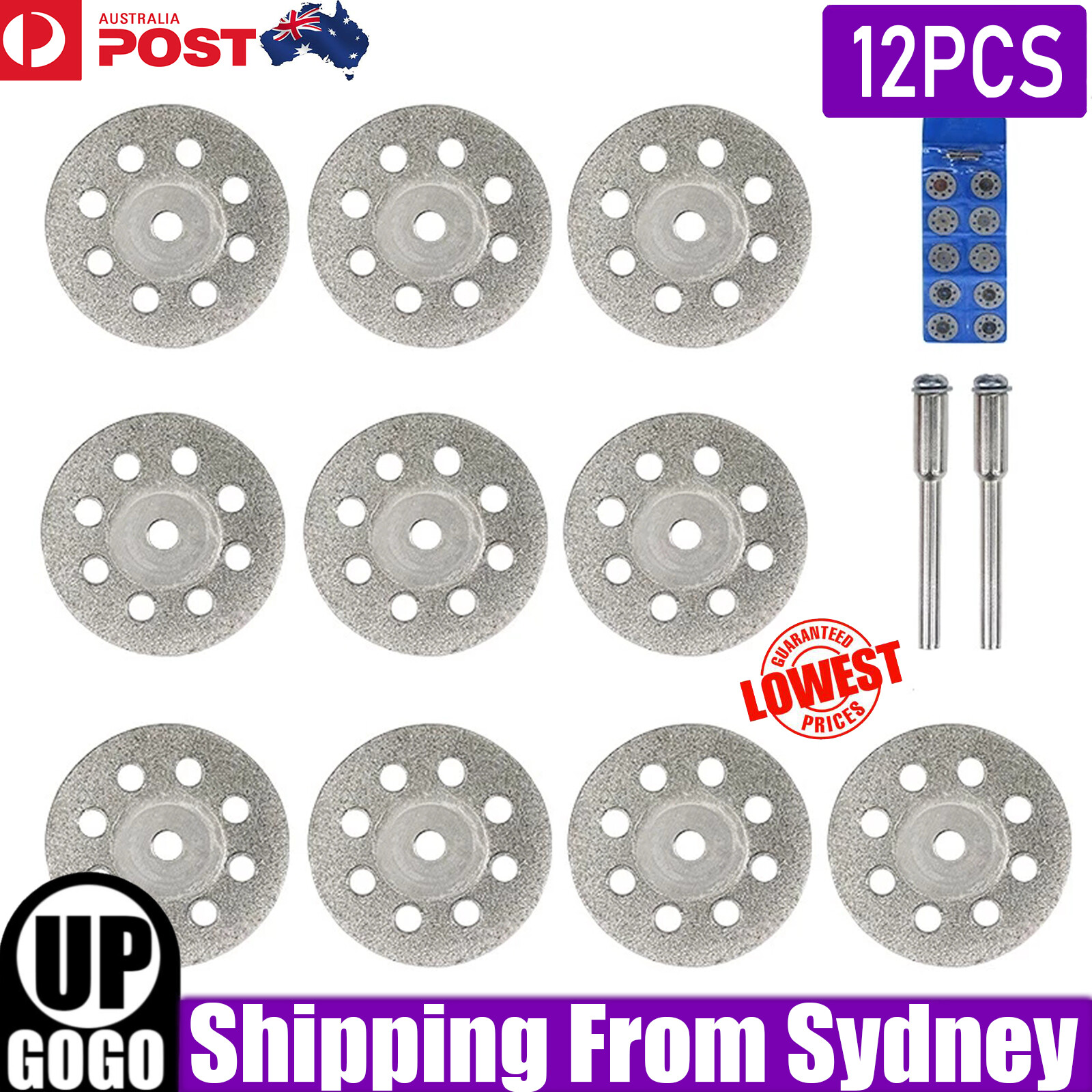 12X Diamond Cutting Discs Wheel Blades Set With Drill Bit For Dremel Rotary Tool