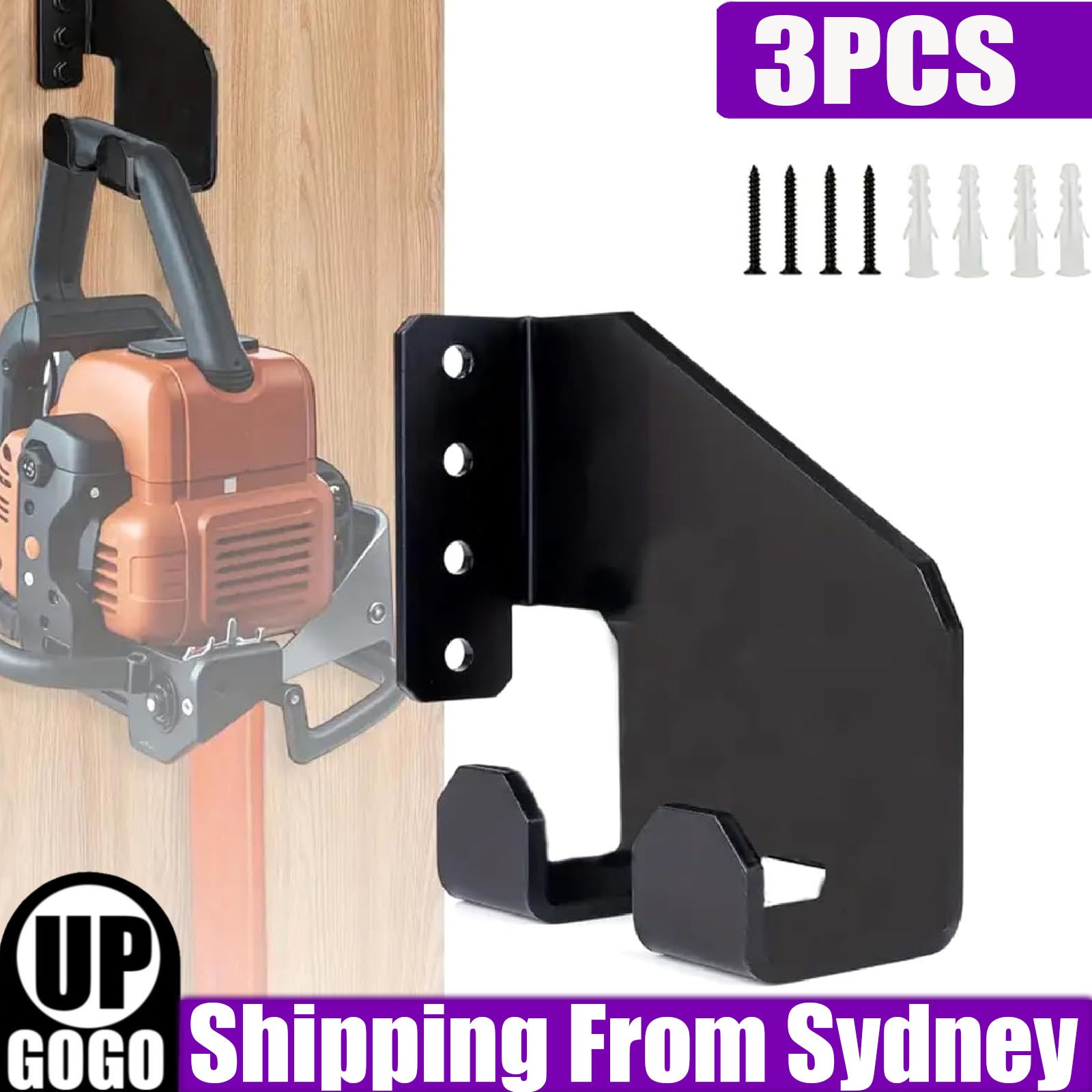 3Pcs Chainsaw Holders Wall Mount Hangers Heavy Duty for Garage Workshop Tools AU