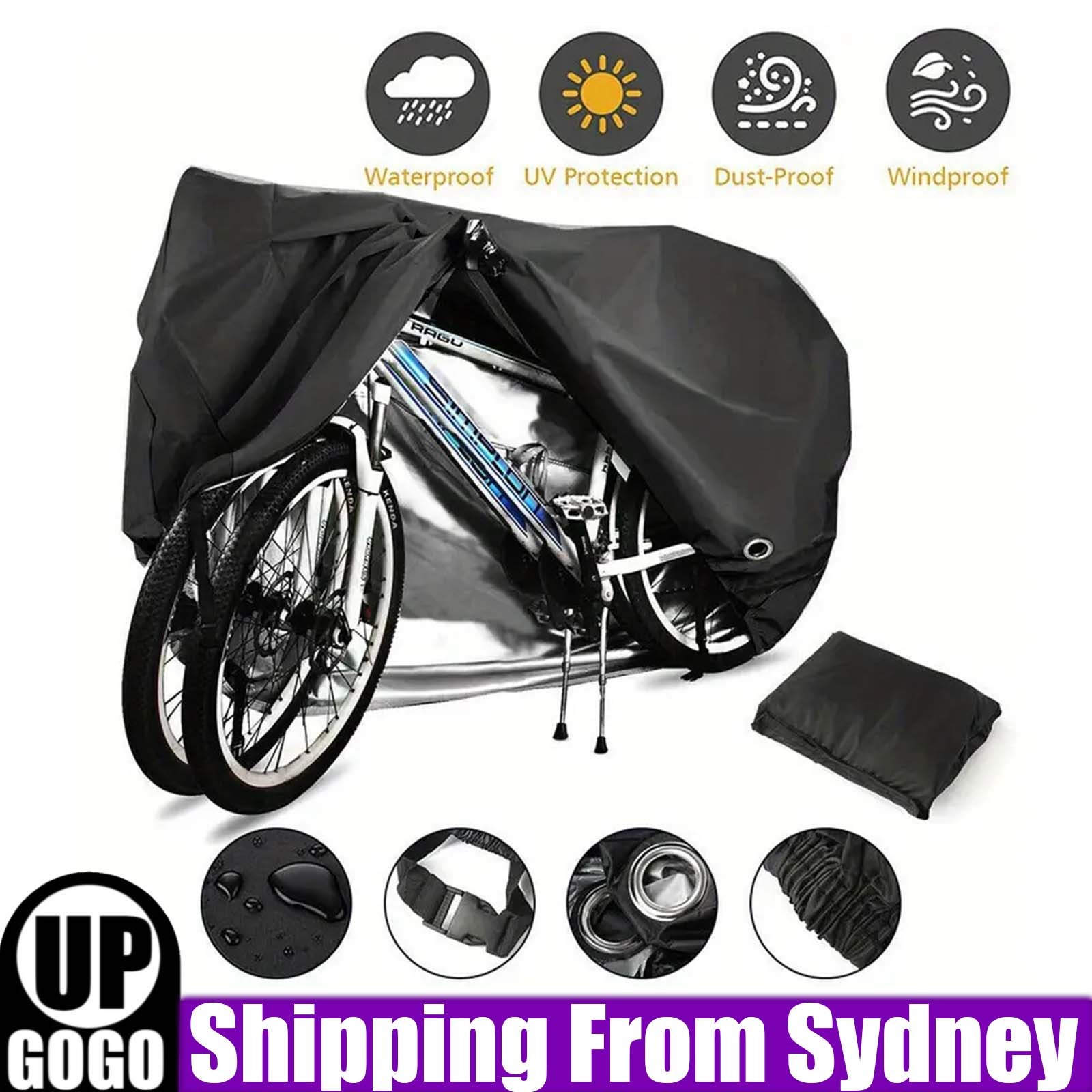 Heavy Duty Waterproof Bicycle Bike Cover Cycle Outdoor UV Protection For 2 Black